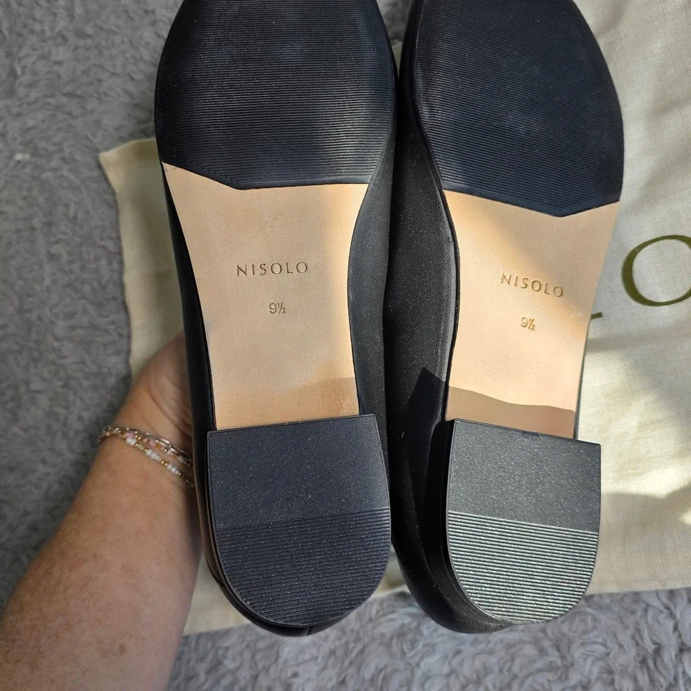 NISOLO‎ Fina Black Sheepskin Leather Ballet Low Heel Flats Pointed Toe 9.5 NEW - Picture 4 of 6